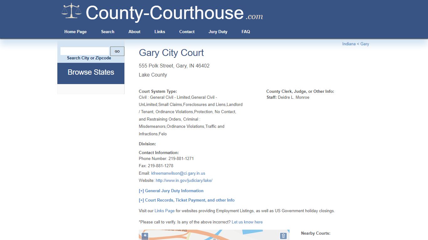 Gary City Court in Gary, IN - Court Information - County-Courthouse.com
